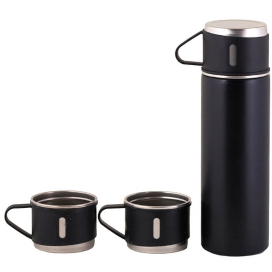 Flask & Mini Mug Black